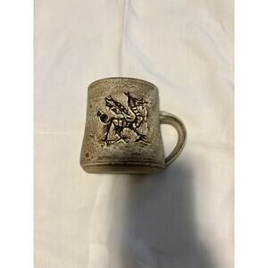 Unique Gift. Artisan Mug Dinosaur Design Ceramic, Pottery, Vintage